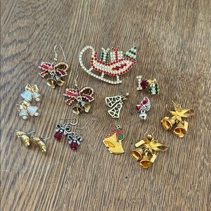 Festive Gold and Red Holiday Jewelry Set